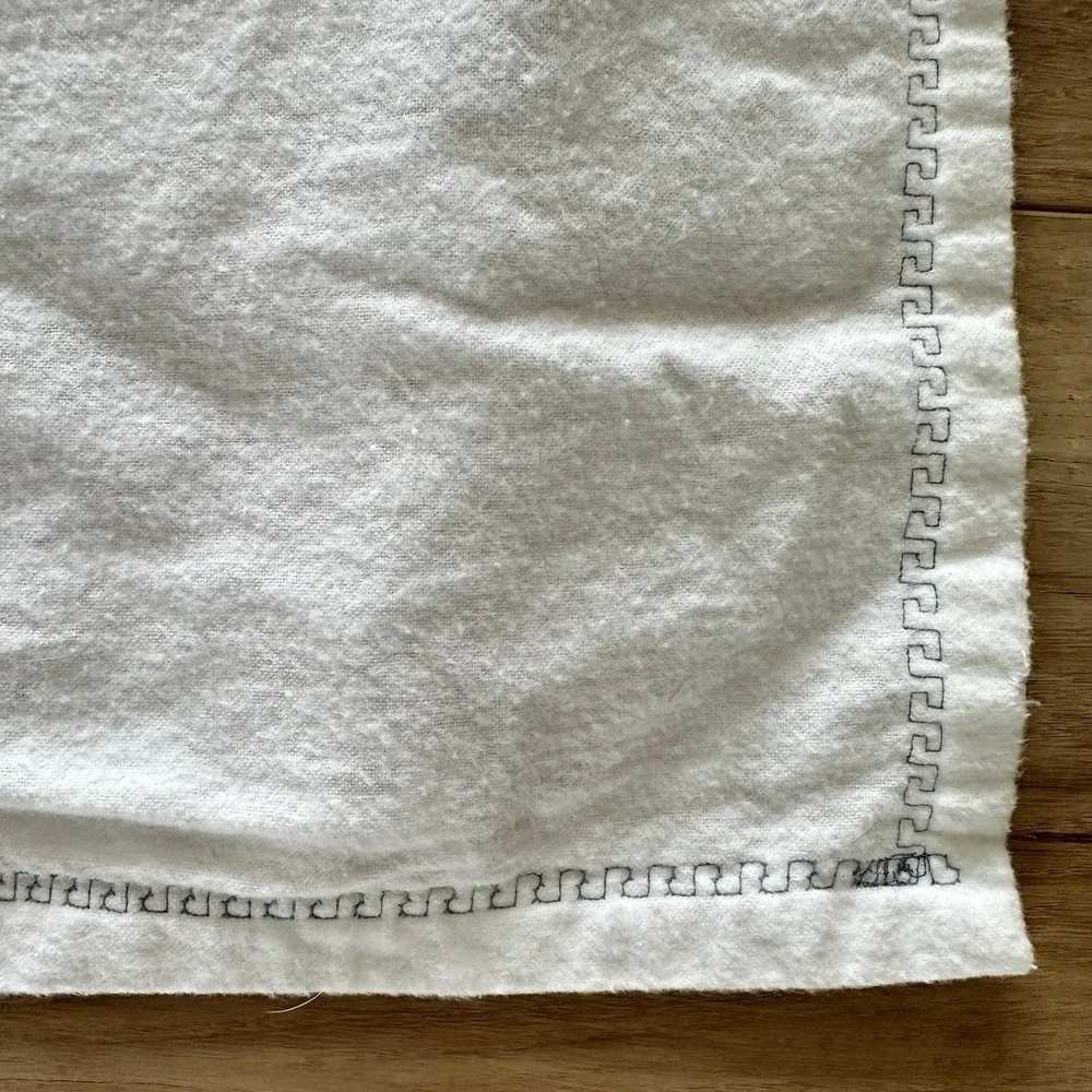 VTG 90s Hand Sewn Precious Moments Flannel Baby Blanket Bears Hearts White 45x44
